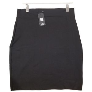 24seven Comfort Apparel Women's Knee Length Elastic Waist Pencil Skirt Black L